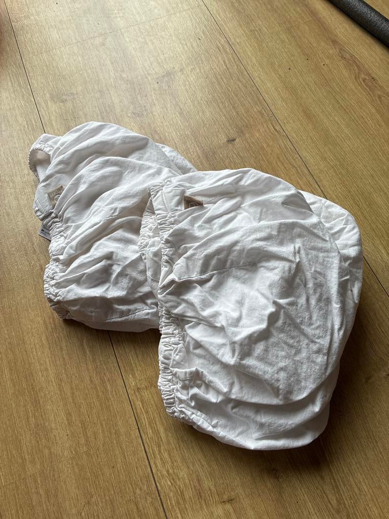 2x Stokke Sleepi mini hoeslaken, Jongetje of Meisje, Ophalen of Verzenden, Zo goed als nieuw, Wit