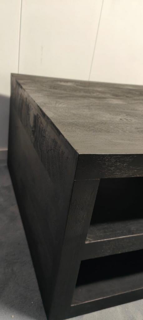 Salontafel Brussel zwart 80 cm mangohout., Huis en Inrichting, Tafels | Salontafels, Ophalen, Brussel, Vierkant, 50 tot 100 cm