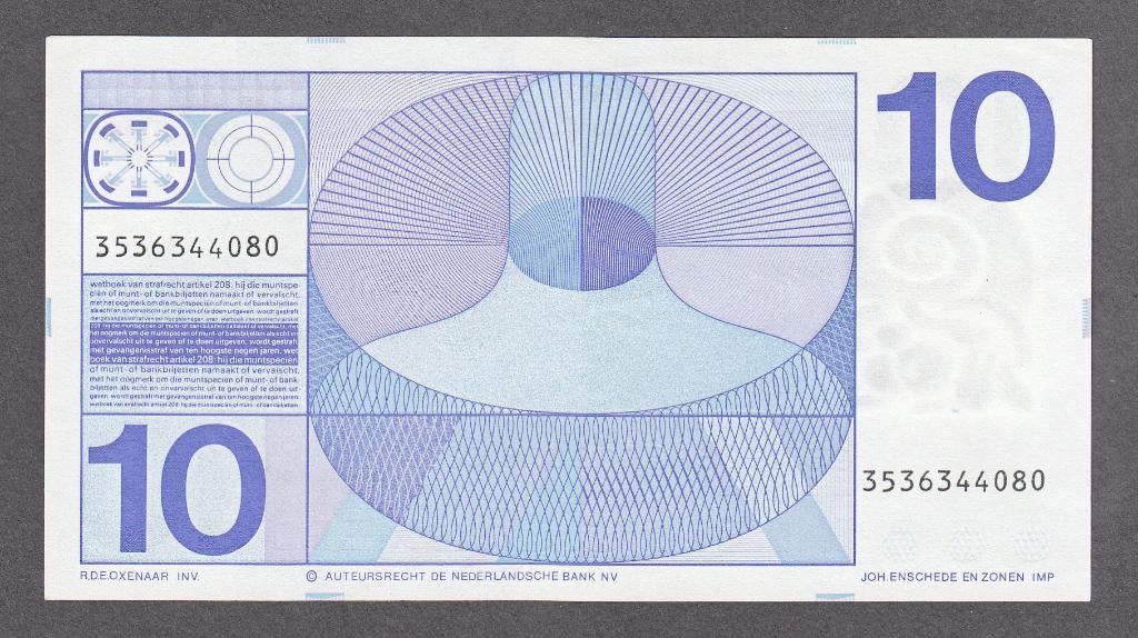 10 gulden Frans Hals 25.4.1968 aUNC Francoys - AV37.1c.1, Postzegels en Munten, Bankbiljetten | Nederland, 10 gulden, Verzenden