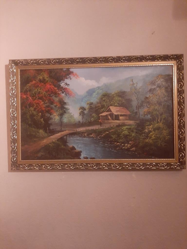 Prachtig kunstwerk S. Riyadi gesigneerd kunstschilderij, Ophalen of Verzenden