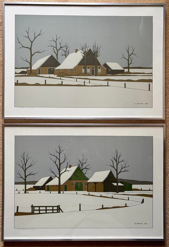 SET Zeefdrukken Klaas Bernink - Origineel en al ingelijst!, Ophalen