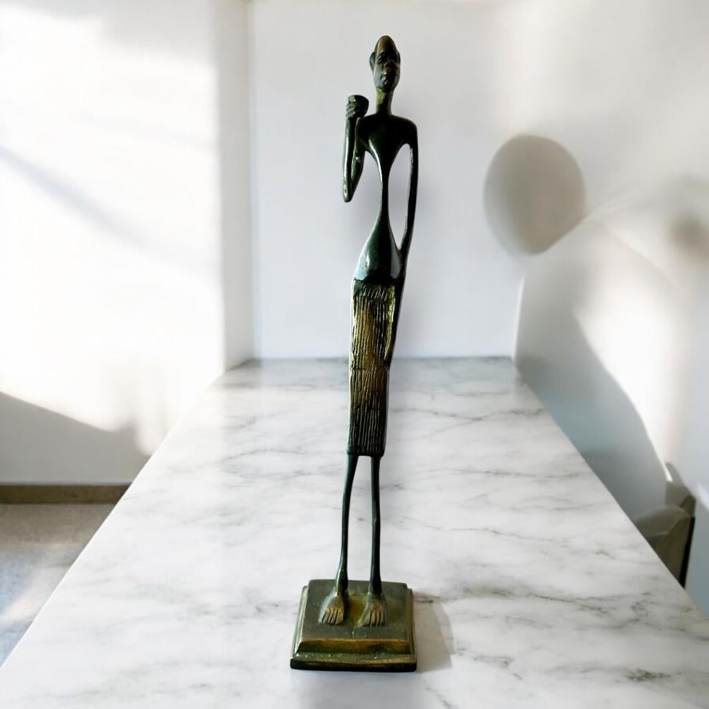 Afrikaanse Tribale Benin Abstracte Man Bronzen Sculptuur., Ophalen of Verzenden