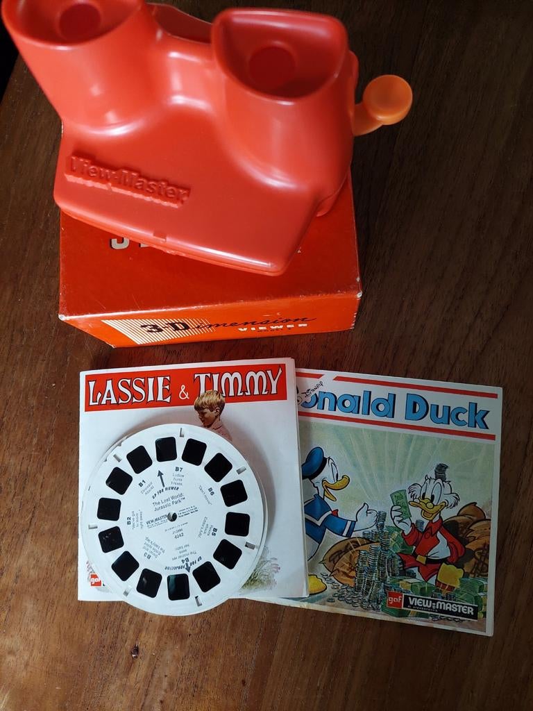 Vintage View-Master met 3D-schijven: Donald Duck & Lassie, Ophalen of Verzenden, Gebruikt