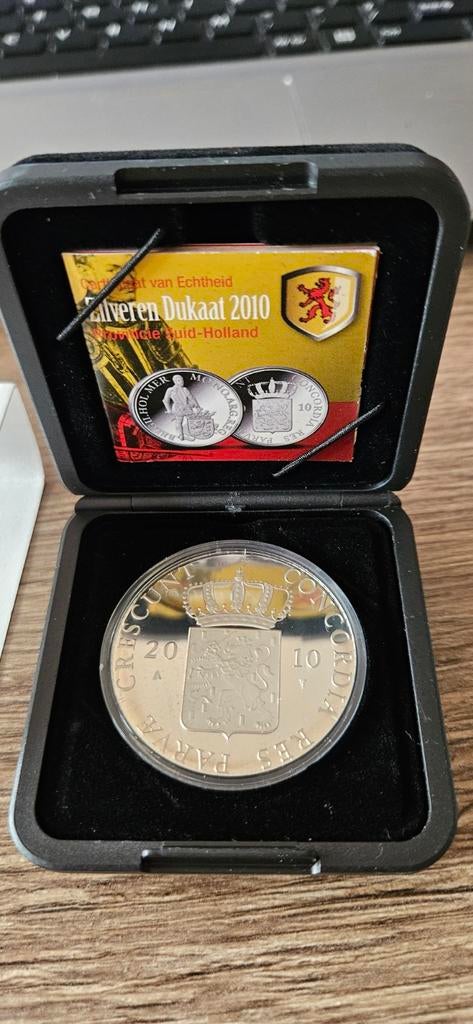 Zilveren Dukaat 2010 ZUID Holland proof in orginele doosje, Koningin Beatrix, Zilver, Losse munt, Overige waardes