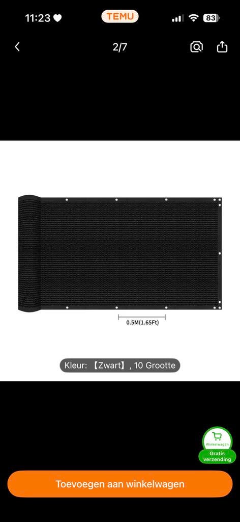 Nieuw zwart balkon scherm 1x4 m, Kunststof, 100 tot 150 cm, Nieuw, Ophalen of Verzenden
