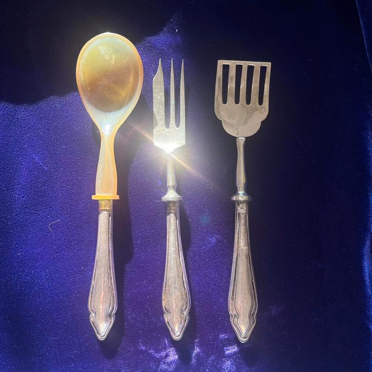 Zilveren bestek setje- 3 delig in goede staat-gekeurd-800, Antiek en Kunst, Antiek | Bestek, Ophalen of Verzenden