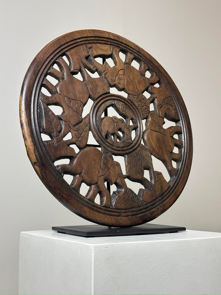 Wand decoratie hout Aziatisch Olifanten, Huis en Inrichting, Ophalen of Verzenden