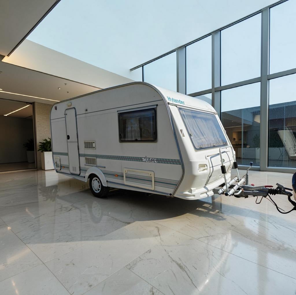 Hylander Vision 410 zeer complete Caravan Bouwjaar 1999, Rondzit, Particulier, 4 tot 5 meter, Fietsenrek