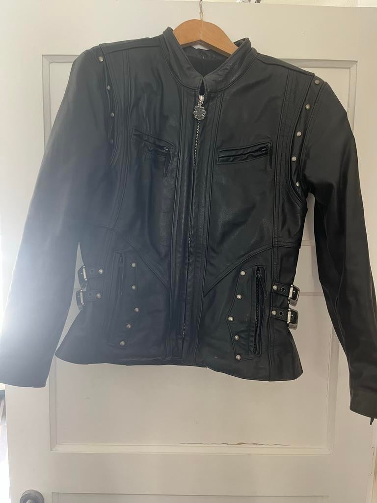 Harley Davidson leren dames jas maat M, Kleding | Dames, Jassen | Zomer, Ophalen of Verzenden, Gedragen, Maat 38/40 (M), Zwart