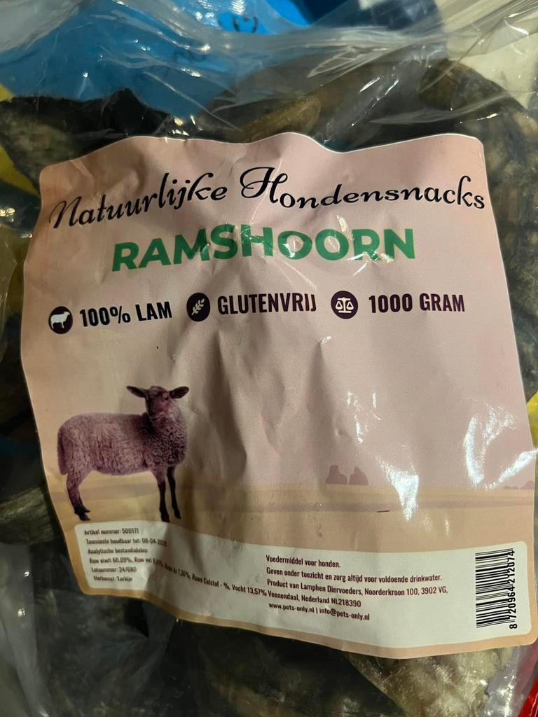 Ramshoorn, natuurlijke hondensnack, Dieren en Toebehoren, Ophalen of Verzenden, Hond