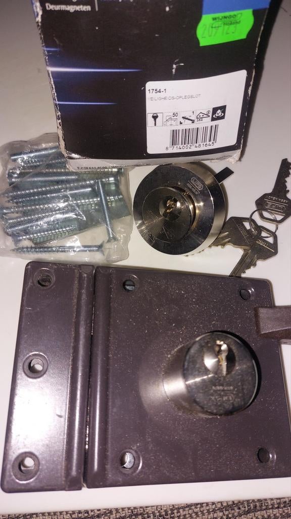 Lips Voordeur Oplegslot 1754-1 met Cilinder en Sleutels, Ophalen of Verzenden, Gebruikt, Overige materialen, Slot