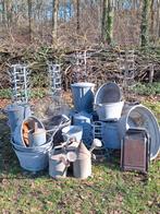Oude vintage zinken teil emmer gieter wasbord wasaker, Ophalen of Verzenden, N, T, V