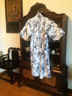 Japanse kimono 100% katoen gebloemd donkerblauw wit maat S, Maat 38/40 (M), Blauw, Ophalen of Verzenden, Zo goed als nieuw