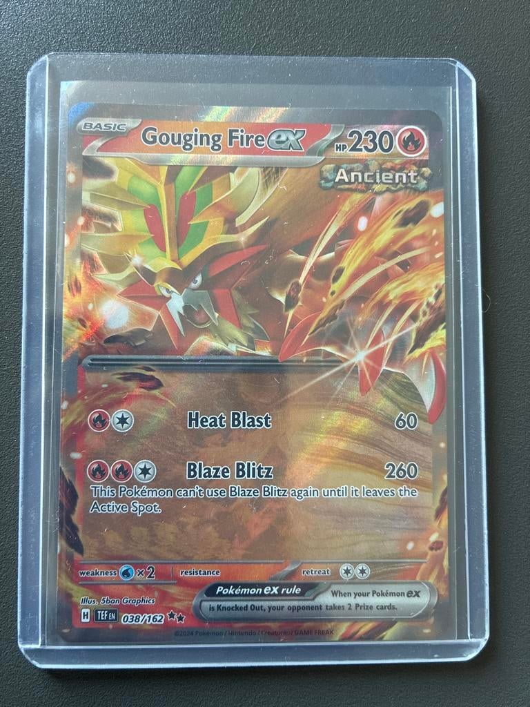Gouging Fire EX Pokémon kaart - Ancient - 038/162, Ophalen of Verzenden, Zo goed als nieuw, Losse kaart, Foil