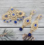 Blauw goud broche oorbellen, Sieraden, Tassen en Uiterlijk, Broches, Ophalen, Blauw, Minder dan 4 cm, Nieuw