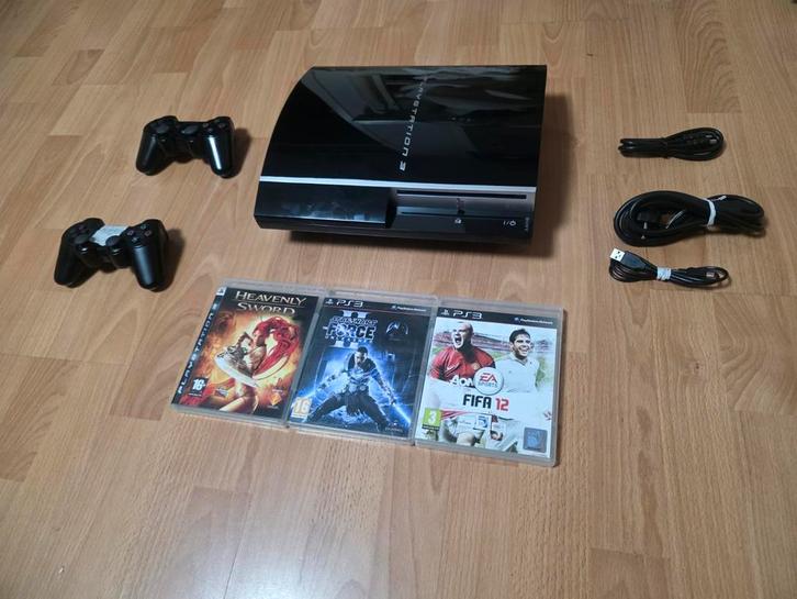 Playstation 3 40GB met 3 Games en 2 Controllers, Spelcomputers en Games, Spelcomputers | Sony PlayStation 3, Met 2 controllers