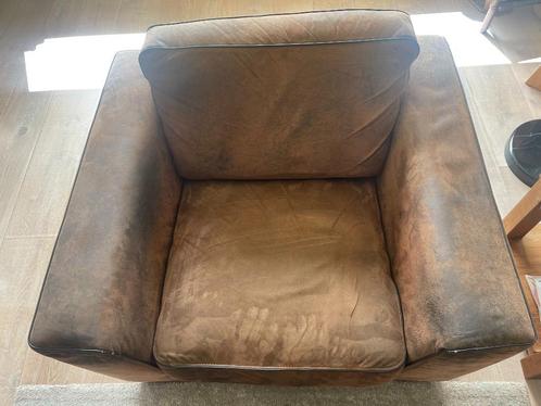 2  bruine fauteuils, Huis en Inrichting, Fauteuils, Gebruikt, Overige materialen, 100 tot 125 cm, 75 tot 100 cm, Ophalen