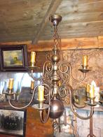 Antieke Vlaamse koperen dubbele kroonluchter, Huis en Inrichting, Ophalen, Zo goed als nieuw