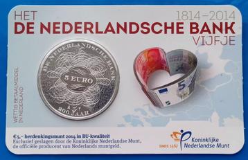 De Nederlandsche Bank Vijfje BU in coincard - 2014    beschikbaar voor biedingen