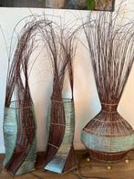 Unieke design vloerlampen 3 x rotan en glas. Lamp, stalamp, Huis en Inrichting, Ophalen, Gebruikt, Glas, 150 tot 200 cm