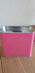 Spaarpot 'little things' roze metaal & meer gave spaarpotten, Ophalen of Verzenden, Zo goed als nieuw, Metaal of Blik, Overige thema's