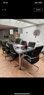 Design Leren eetkamerstoelen, Huis en Inrichting, Stoelen, Ophalen, Zwart, Leer, Zo goed als nieuw