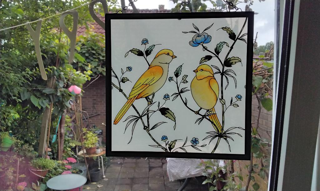 Glas in Lood Gebrandschilderd Vogels Decoratie Muur Raam, Doe-het-zelf en Verbouw, Glas en Ramen, Gevelraam of Ruit, Minder dan 80 cm