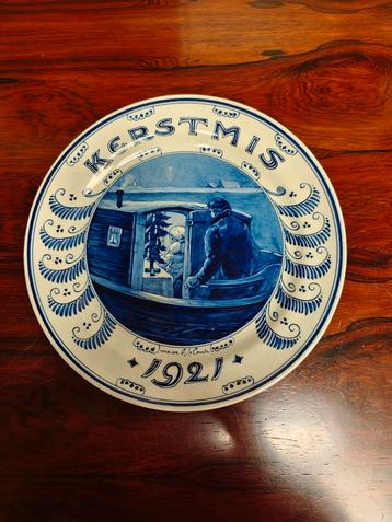Zeldzaam Kerstbord Royal Delft 1921 Schilder Van der Veen beschikbaar voor biedingen