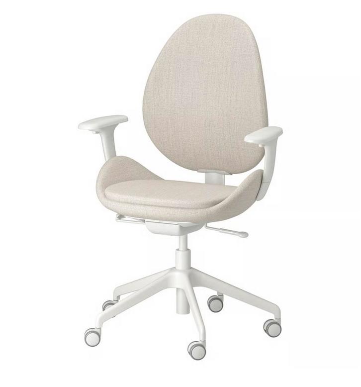 HATTEFJÄLL Bureaustoel met armleuningen, Gunnared beige/wit, Huis en Inrichting, Bureaus, Nieuw, Bureau, In hoogte verstelbaar