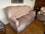Barok bank queen Ann Vintage klassiek, beige mohair franjes, Antiek en Kunst, Ophalen