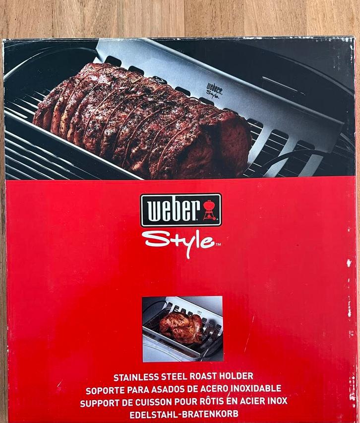 Weber Luxe rvs vleeshouder, Tuin en Terras, Barbecue-accessoires, Zo goed als nieuw, Ophalen