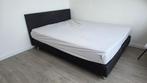 Grijze boxspring 160x200 cm, Ophalen, Gebruikt, Tweepersoons, 200 cm