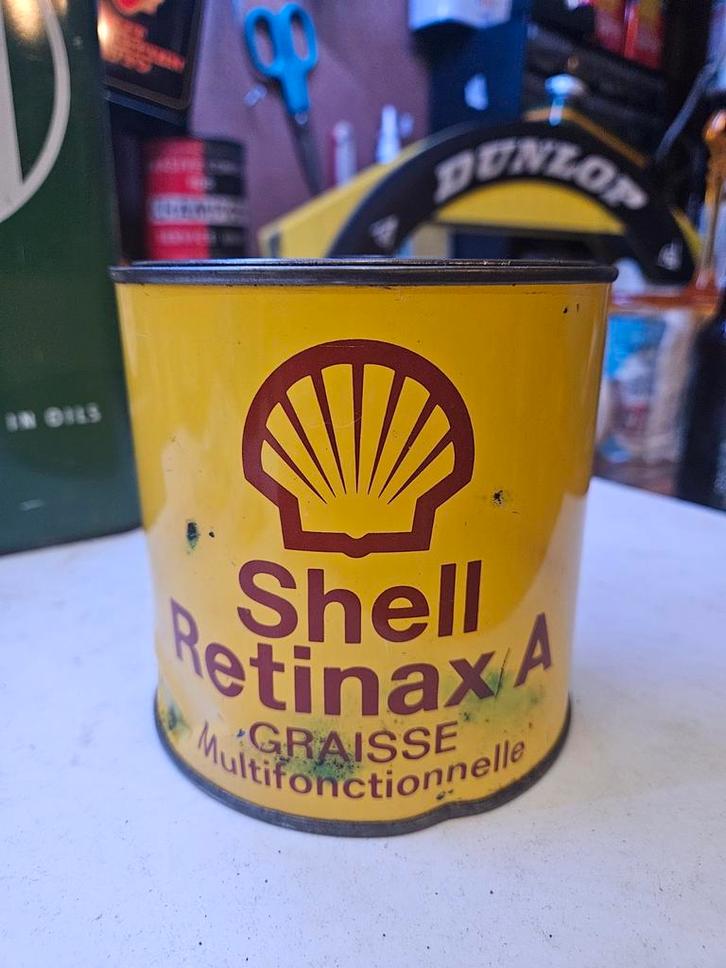 Vintage Shell Retinax A Olieblik vetblik, Verzamelen, Merken en Reclamevoorwerpen, Gebruikt, Ophalen of Verzenden