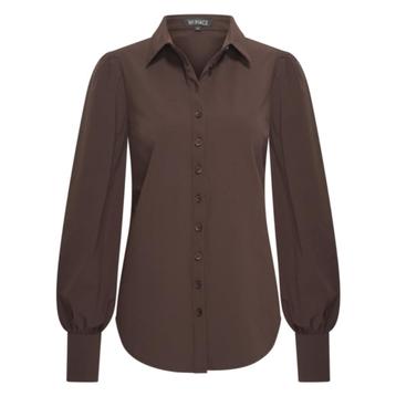 Mi Piace MP202037 | travelstof blouse pofmouwen - Espresso beschikbaar voor biedingen