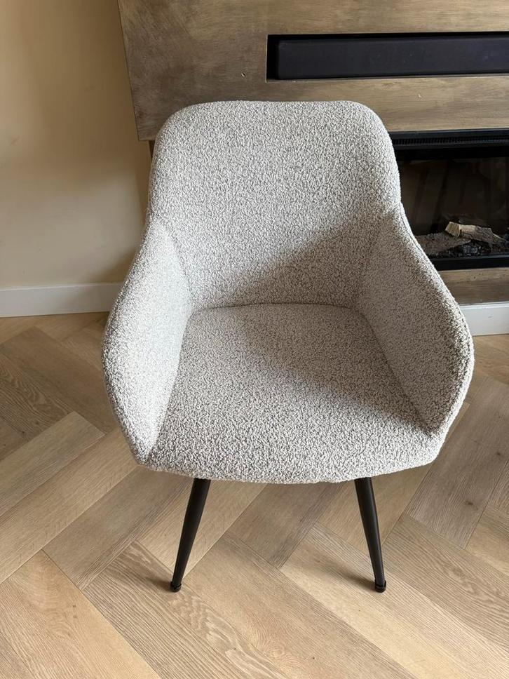 ZGAN Beige Bouclé Draaibare Eetkamerstoelen 6 stuks, Huis en Inrichting, Stoelen, Zo goed als nieuw, Vijf, Zes of meer stoelen