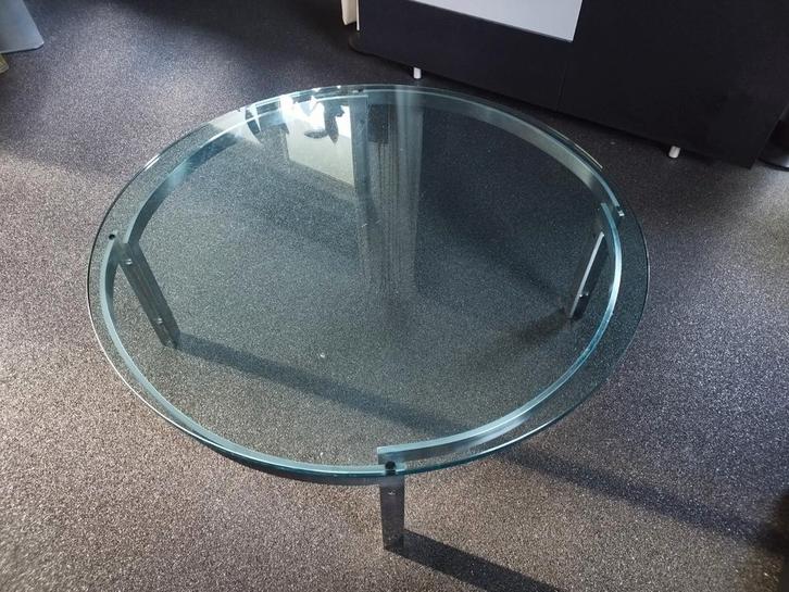 Hank Kwint Salontafel - Glas en Metaal, Huis en Inrichting, Tafels | Salontafels, Gebruikt, Minder dan 50 cm, 100 tot 150 cm, 100 tot 150 cm