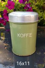 groen emaille koffiebus met aluminium deksel., Ophalen of Verzenden