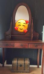 Houten Kaptafel met Spiegel, Ophalen, Gebruikt, 100 tot 150 cm, Minder dan 100 cm