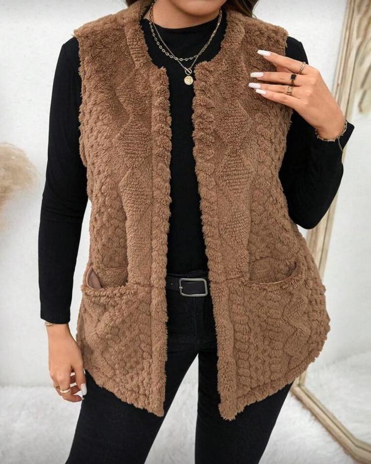 Vest Elsa Bruin (44 tm 52), Kleding | Dames, Grote Maten, Nieuw, Trui of Vest, Bruin, Verzenden