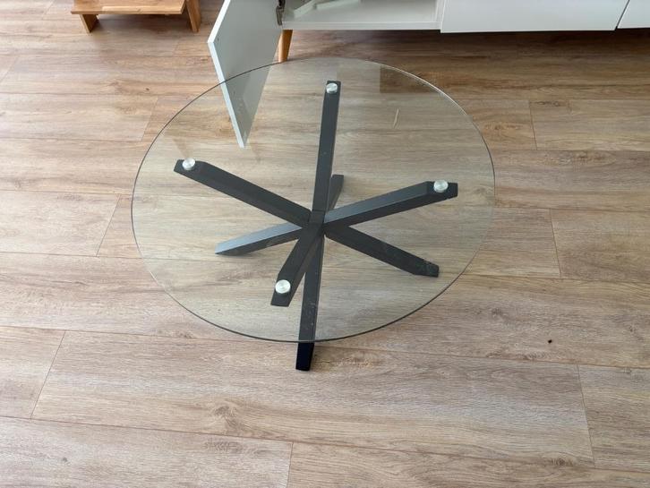 Salontafel met zwarte poten, Huis en Inrichting, Tafels | Salontafels, Gebruikt, Minder dan 50 cm, 50 tot 100 cm, 100 tot 150 cm