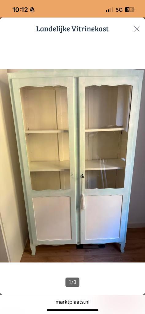 Landelijke vitrinekast, Huis en Inrichting, Kasten | Vitrinekasten, Gebruikt, 150 tot 200 cm, 50 tot 100 cm, 25 tot 50 cm, Met deur(en)