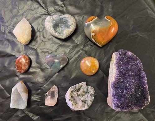 Celestien Amethist agaat bergkristal epidoot golden healer, Verzamelen, Mineralen en Fossielen, Mineraal, Ophalen of Verzenden
