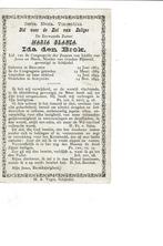 Berchem  - Schijndel  Ida den Brok, Verzenden, Bidprentje