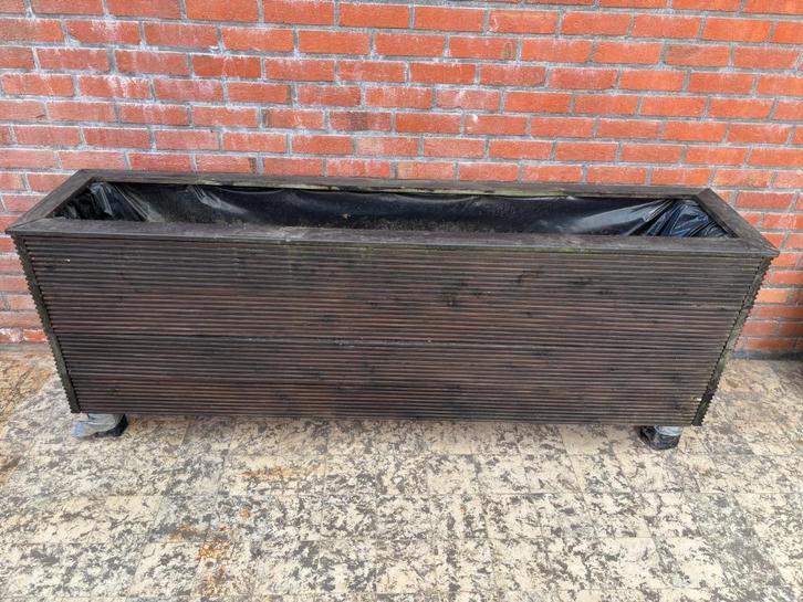 Grote Plantenbak – Tropisch Hout, 190cm!, Tuin en Terras, Bloembakken en Plantenbakken, Gebruikt, Hout, Balkon, Tuin, 60 cm of meer