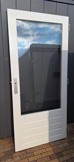 Hardhouten Meranti  buitendeur, Doe-het-zelf en Verbouw, Deuren en Horren, Ophalen, 200 tot 215 cm, Glas, Buitendeur
