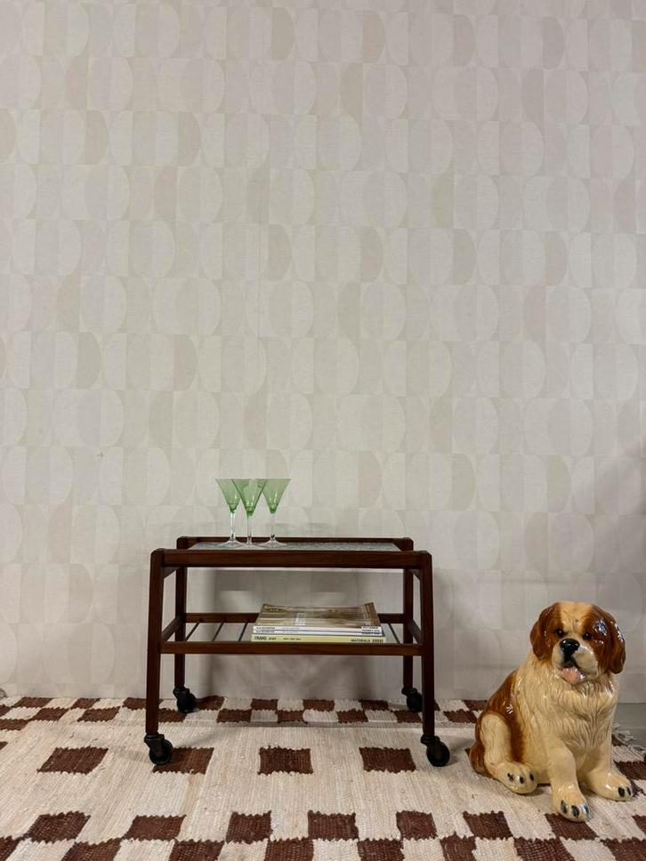 Vintage trolley teak glas bijzettafel deens design barcart, Huis en Inrichting, Kasten | Schoenenrekken, Zo goed als nieuw, Ophalen