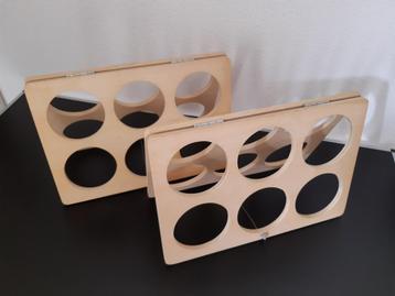 Wijnrek inklapbaar hout voor 6 flessen 2 stuks NIEUW beschikbaar voor biedingen