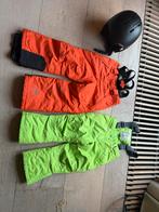 Skibroek oranje en groen 98-104 + Skihelm Kind, Overige merken, Gebruikt, 100 tot 140 cm, Ophalen of Verzenden