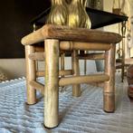 Bijzettafeltje boho bamboe vintage, Huis en Inrichting, Ophalen of Verzenden, 25 tot 50 cm, Rond, Minder dan 50 cm