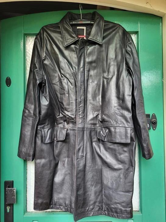 Voorhout - Dikke Lederen Herenjas, Kleding | Dames, Jasjes, Kostuums en Pakken, Zo goed als nieuw, Maat 46/48 (XL) of groter, Zwart